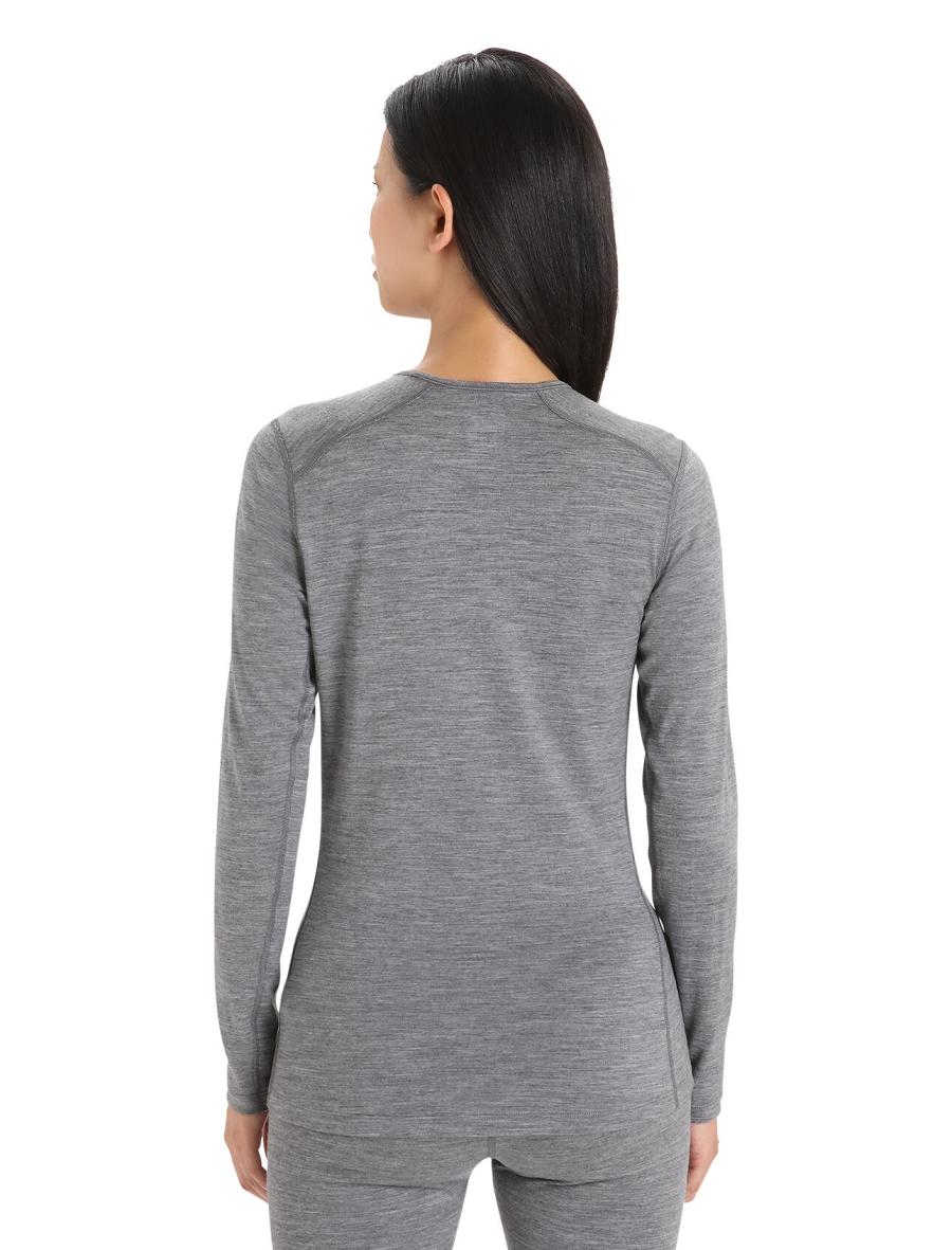 Une pièce Icebreaker Merino 200 Oasis Long Sleeve Crewe Thermal Top Femme Grise | FR 1767JPQJ